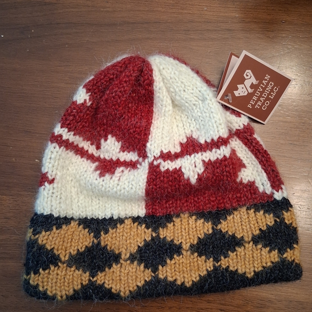 Cozy Red and Gold Knit Beanie - Maryland Flag